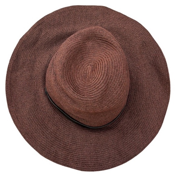 Woven Hat Brown Black Belted Foldable Packable Sun Travel Fashion One Size - Picture 12 of 14